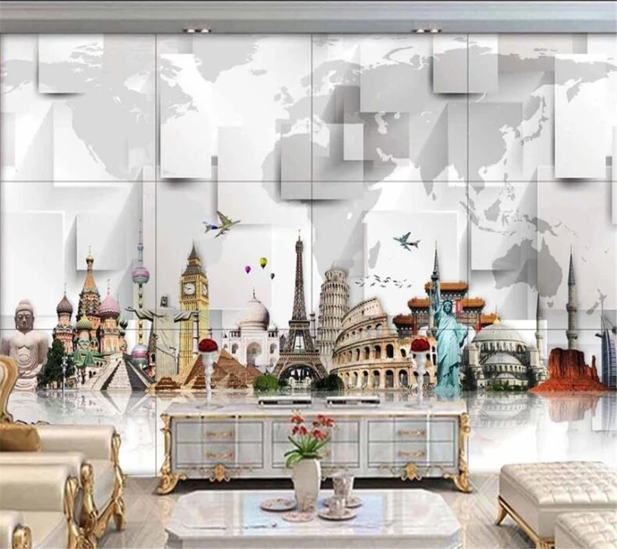 

beibehang Custom wallpaper 3D papel de pared mural world travel scenic landscape architecture beautiful TV background wall paper