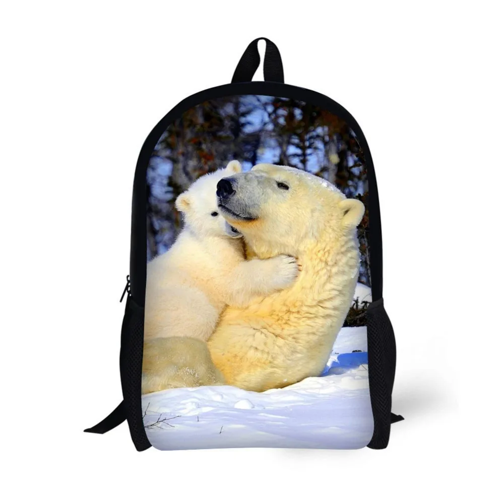 

3D Polar bear animal Printing Children Backpack Bagpack for High School Backpacks for Teenagers Mochila