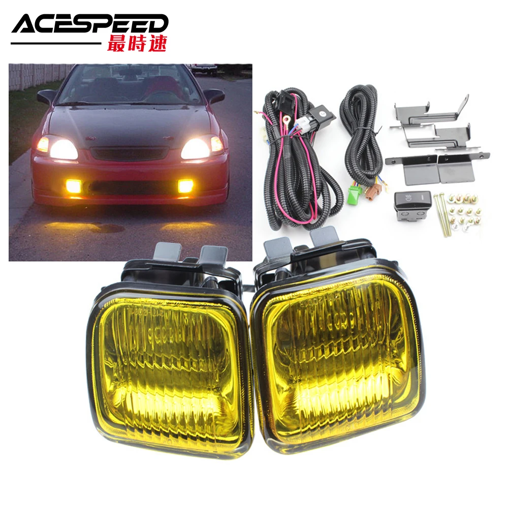 JDM Fog Lights Lamp For Honda Civic EK 1996 97 98 2 3 4DR Fog lamp Driving Lamp with Switch Yellow Clear