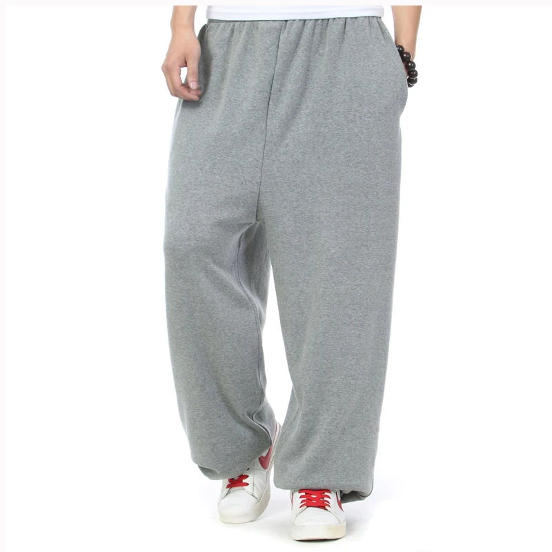 Autunno Inverno Hip Hop Pantaloni Degli Uomini Pantaloni Della Tuta In Pile Caldo Allentati Pantaloni Larghi Pantaloni Harem Pantaloni Streetwear Plus Size Abbigliamento Uomo