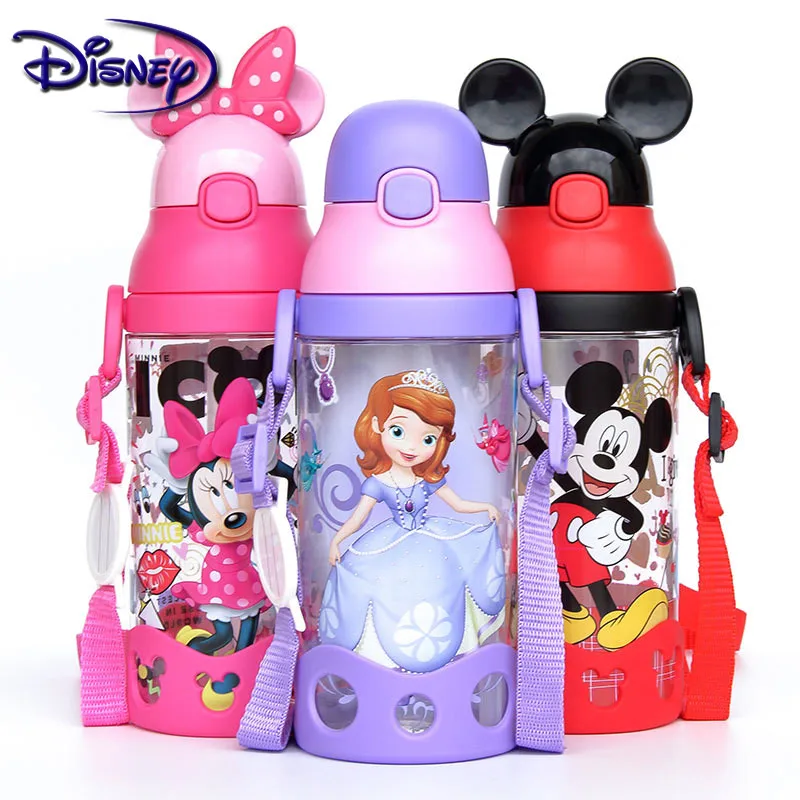 Minnie Mickey Minnie Disney Cups Cartoon Plastic Solid Feeding Student Convenient Outdoor Child Sports Bottle With Straw