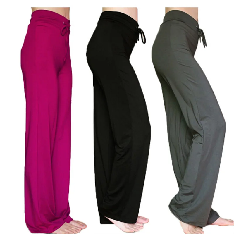 Multicolor Women Sports Pants Latin Dance Trousers High Waist Stretch Women Modal Wide Leg Pants Loose Long Trousers