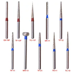 Fresas dentales de alta velocidad de 100mm, turbina de mano de alta velocidad, fresas de diamante, fresa de preparación de dientes de pulido de diamante, 1,6 unids/lote por bolsa