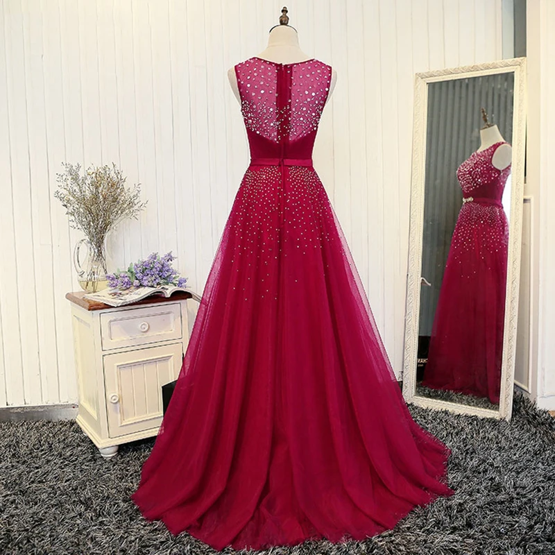 Red Mother of the Bride Dresses for Weddings Crystal Beaded A Line Evening Groom Godmother Dresses