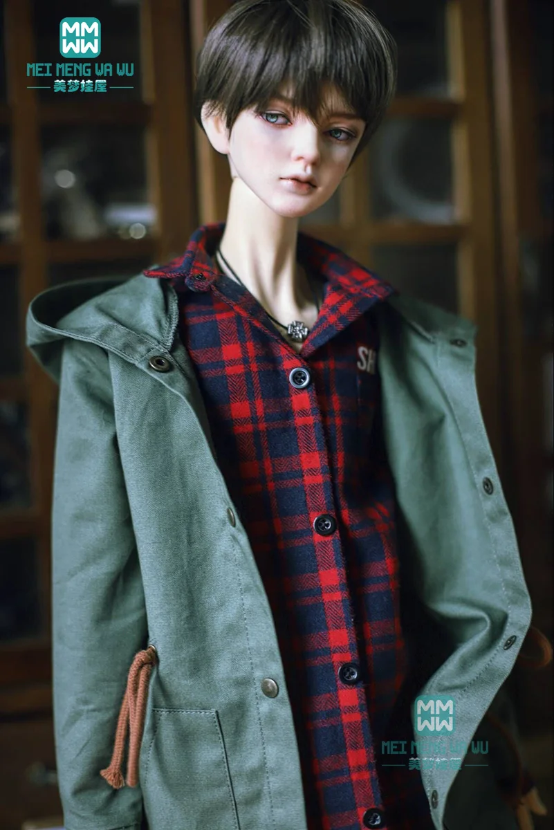 BJD doll clothes fits BJD uncle fashion Sunshine handsome jacket wild plaid shirt