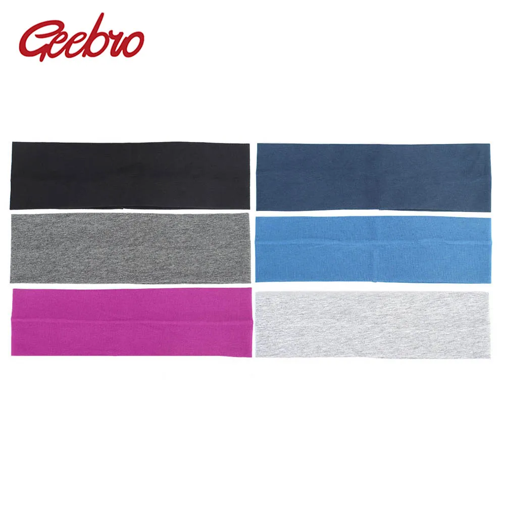 Geebro Women\'s Headband 7 cm Cotton Plain Flat Headbands for Girls Summer Ladies Elastic Stretch Hair Band Drop Shipping