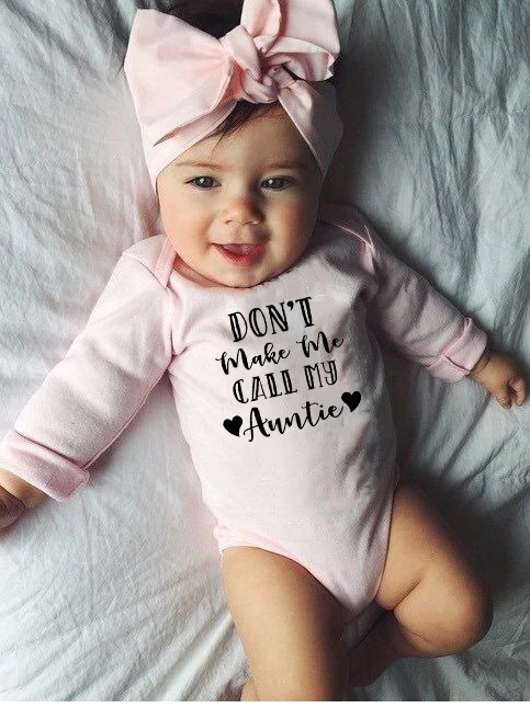 

Infant Newborn Baby Boy Girls Letter DON'T MAKE ME CALL MY AUNTIE Long Sleeve Bodysuit Playsuit Baby Grows Outfits