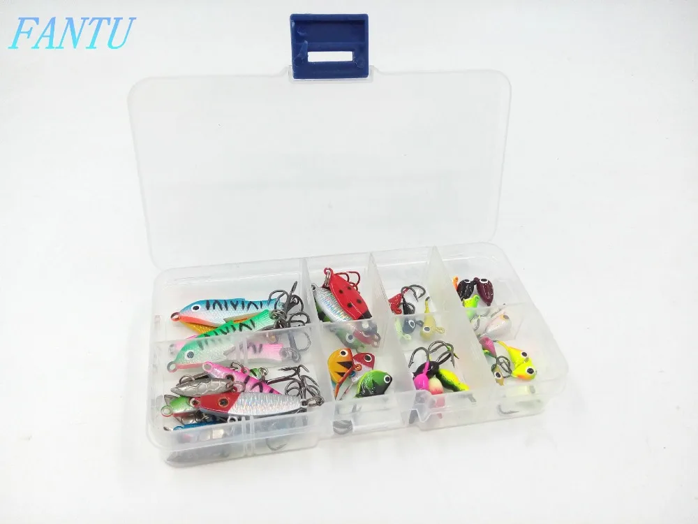 FANTU Ice Fishing Baits Set 36pcs/lot Drop Ice Jig With An Eyelet Winter Fishing  Mini Small lead fish Hook Accessories