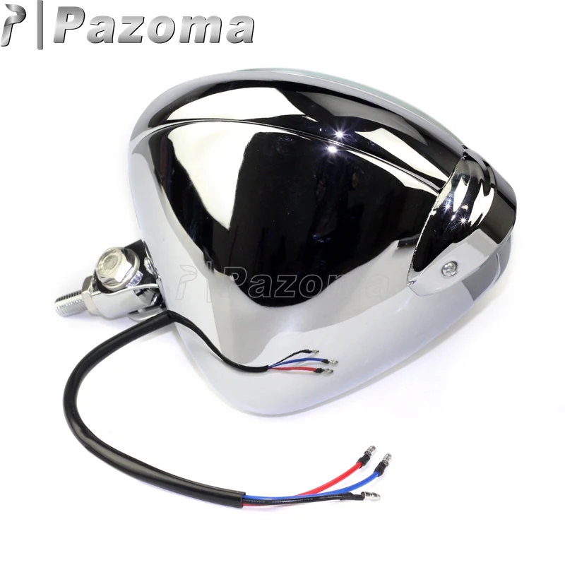 Pazoma Emark Chrome Classic Vintage Unity Head Light Lamp Motorcycle H4 Headlights for Harley Bobber Chopper Custom