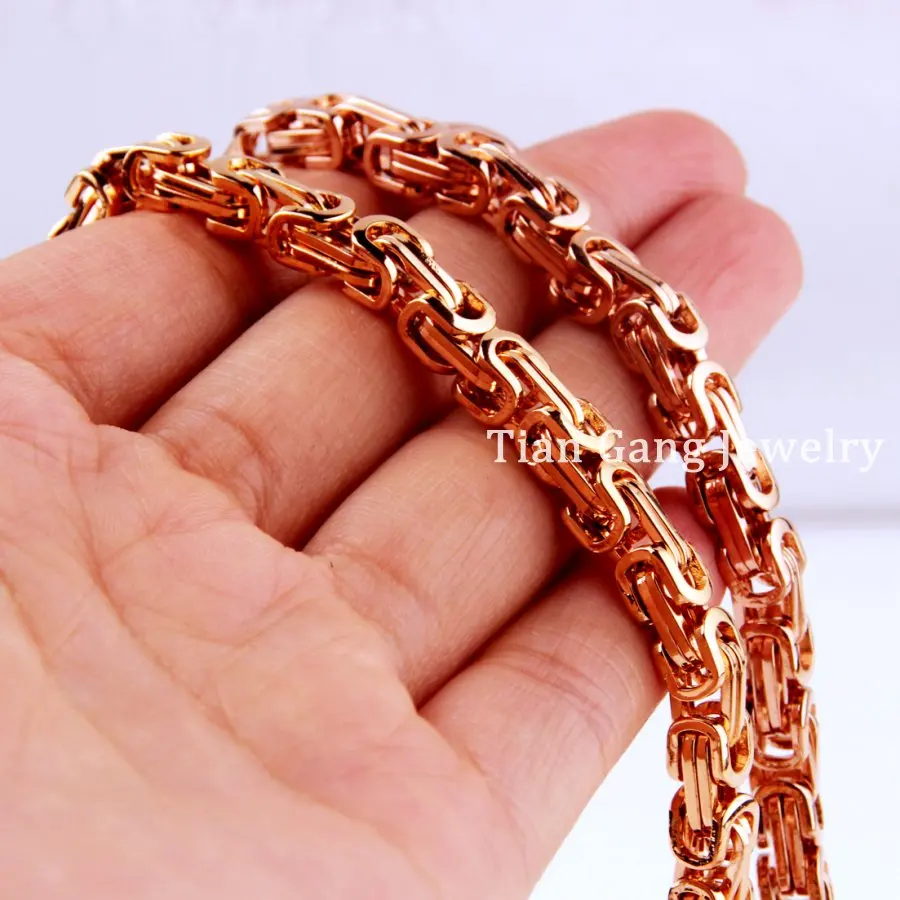 4/5/8mm Mens Byzantine Chain Necklace Multi-colored 316L Stainless Steel metal chain for Women Necklace or Bracelet 7-40 inch