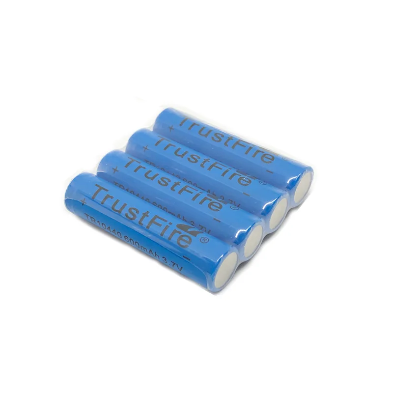 

4pcs/lot TrustFire 3.7V TR10440 600mAh 10440 AAA Rechargeable Lithium Battery Cell with 1000 Cycle for LED Flashlights Headlamps