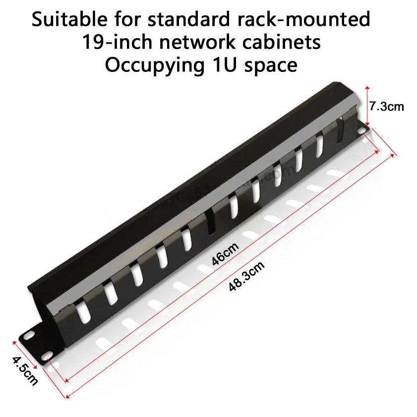 19-inch 1U Thickening steel Rack Cabinets Network cable management Cable organizer 12 management ring HHT-LXB Suitable for AMP