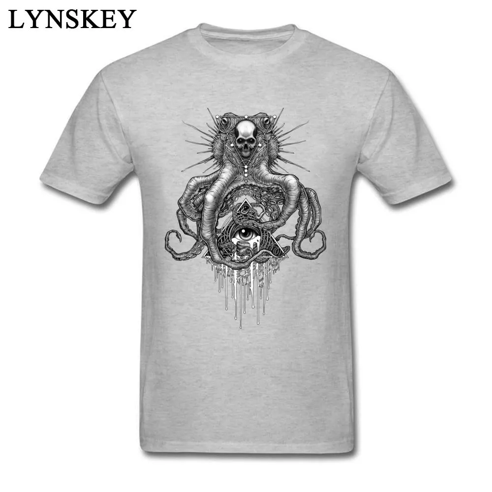 Skull Retro Cthulhu New Year Customized Family Men's T-shirt Cotton Lover's Short Sleeve Tops & Tees Unique