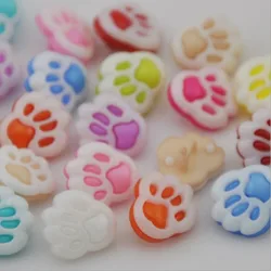 50Pcs Cute Paw Print Buttons Mixed Color Plastic Cartoon Children Sewing Cloth Button For Handmade Scrapbooking Crafts DIY 13MM