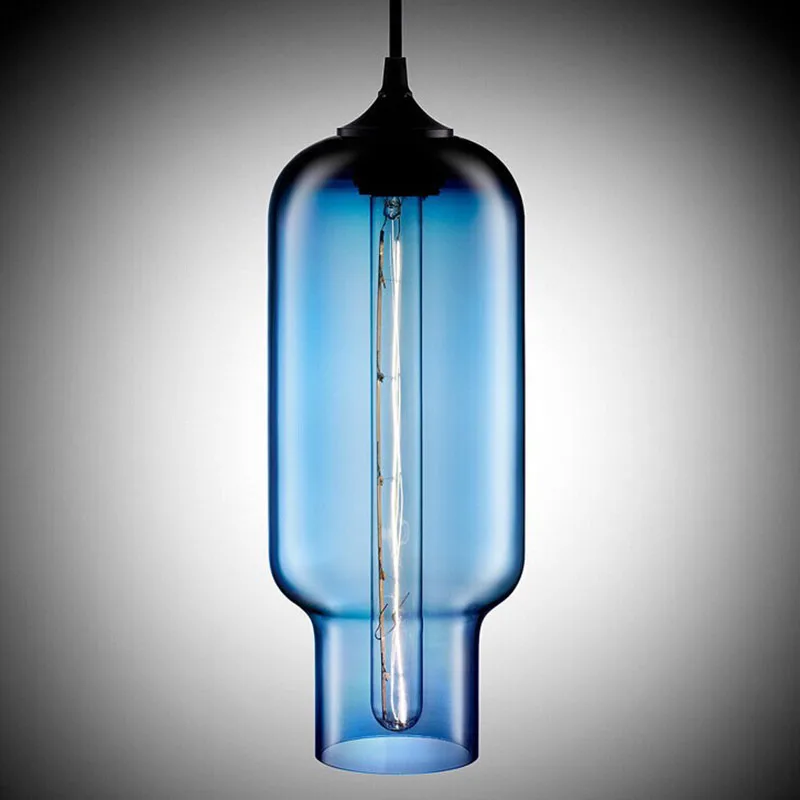 Nordic Retro Vintage Loft American Country Color Glass Creative Edison Pendant Light Kitchen Dinning Room Home Decor Lighting