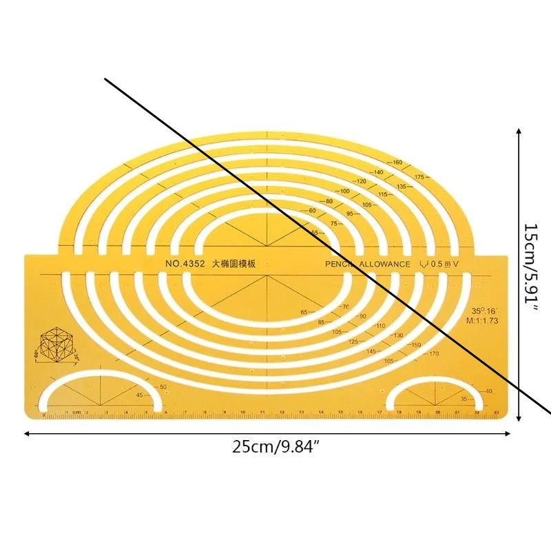 XRHYY-Plantilla de dibujo de símbolo de diagrama de flujo, herramienta de medición de plantilla de regla, Kit de Productos Escolares para