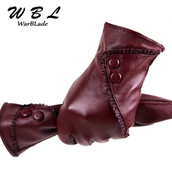 WarBLade-Gants en cuir PU pour femme, écran tactile, mitaines chaudes, style européen, hiver