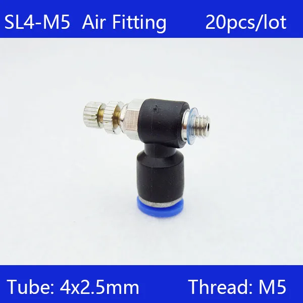 

SL4-M5 HIGH QUALITY 20pcs Pneumatic Piping Speed Controller One Touch Fitting 4mm to M5 Male Thread