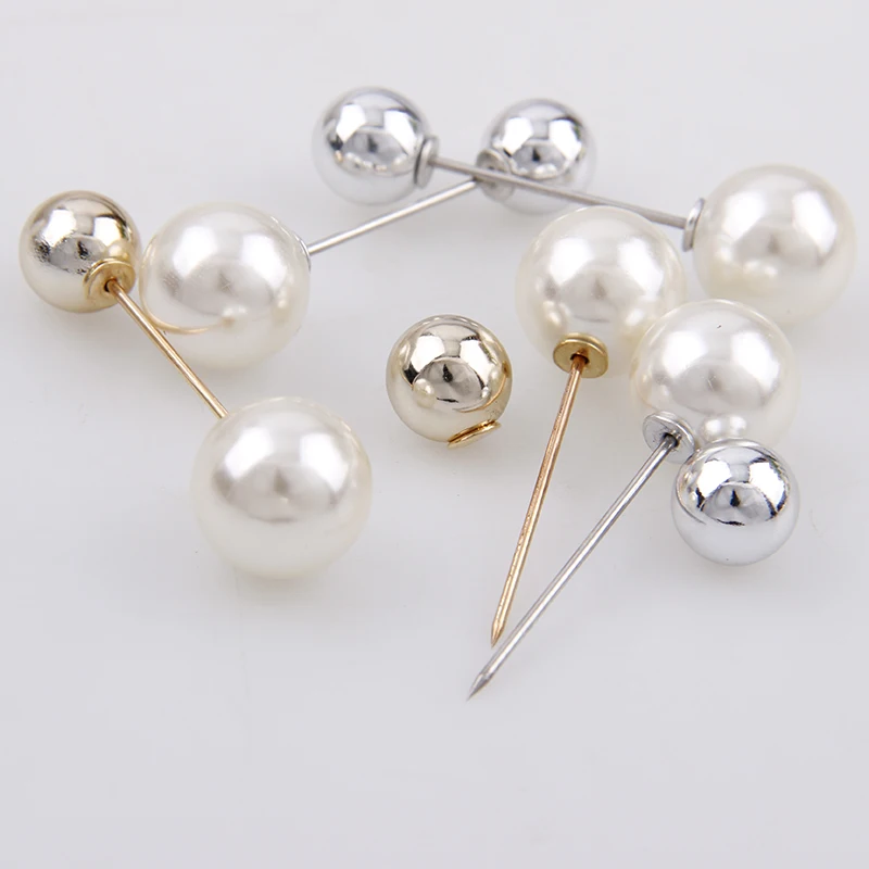 Factory Luxury Gold & Silver Plated Double Simulated Pearl Gold Alloy Brooch Pin DIY Lapel Dress Jewelry Brooches Accessories