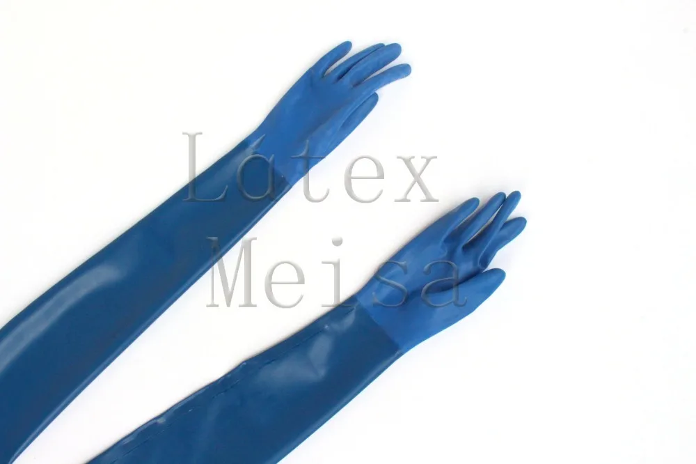 100% natural long five latex gloves  in blue color for adults