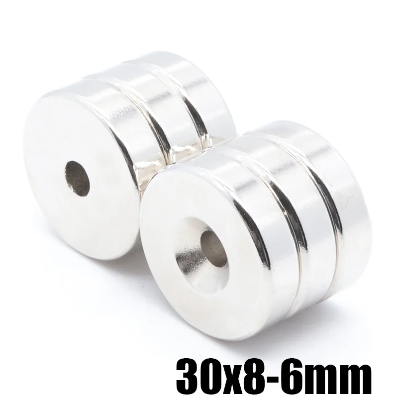 3pcs 30mm x8mm-6 N52 NdFeB Ring Magnet Dia. 30x8 mm thick M6 straight Hole Neodymium Rare Earth Permanent Magnet 30x8-6 mm