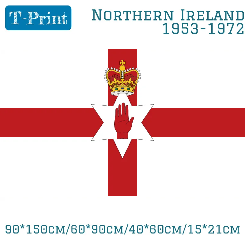 90*150cm/60*90cm/40*60cm/15*21cm 3x5ft Northern Ireland 1953-1972 Irish Red Hand Flag Polyester Banner