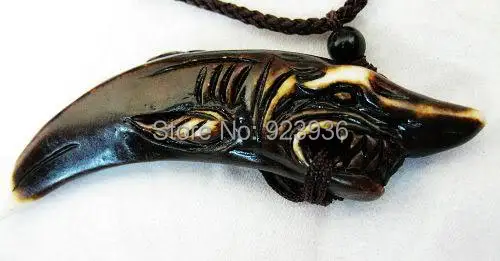 15  pcs Yak Bone Necklace Black Shark Cool Man Virility Pendant NEW Talisman Jewelry