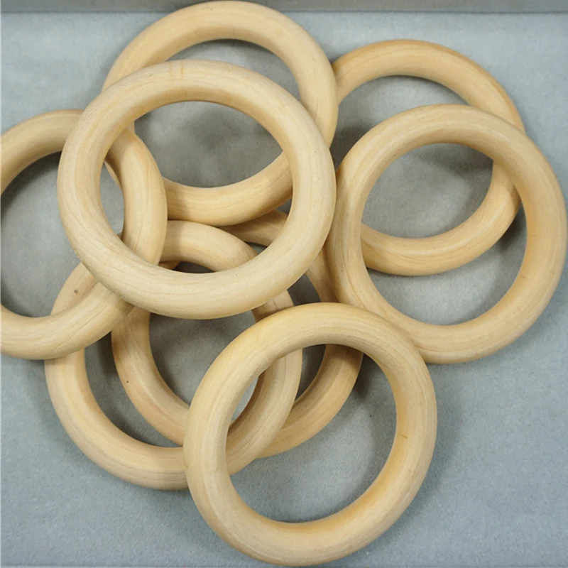 Natural Wood Teething Beads Wooden Ring Beads For DIY Jewelry Making Crafts 15 20 25 30 35 40 45 50 55 60 65 70 96MM