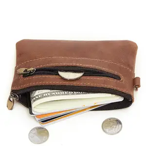 Мужской кошелек из натуральной кожи, маленький бумажник на молнии, брендовый мужской кожаный держатель для карт, маленькая сумочка для мелочи на молнии