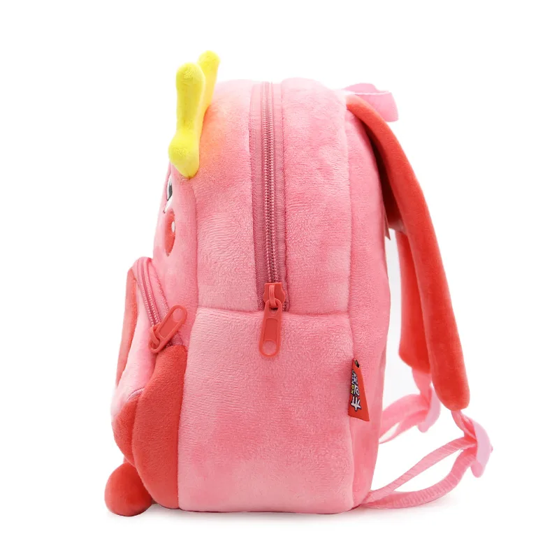 Cartoon Pink Flamingo School Backpacks Soft Plush Pouch For Toddler Baby Girls Boy Kindergarten Kids School Bags Mochila Escolar