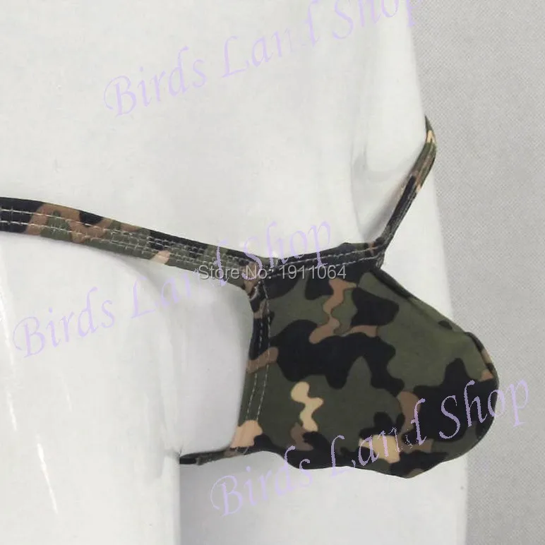 Mens thong pouch bulge Camouflage savager sexy male pants low-waist