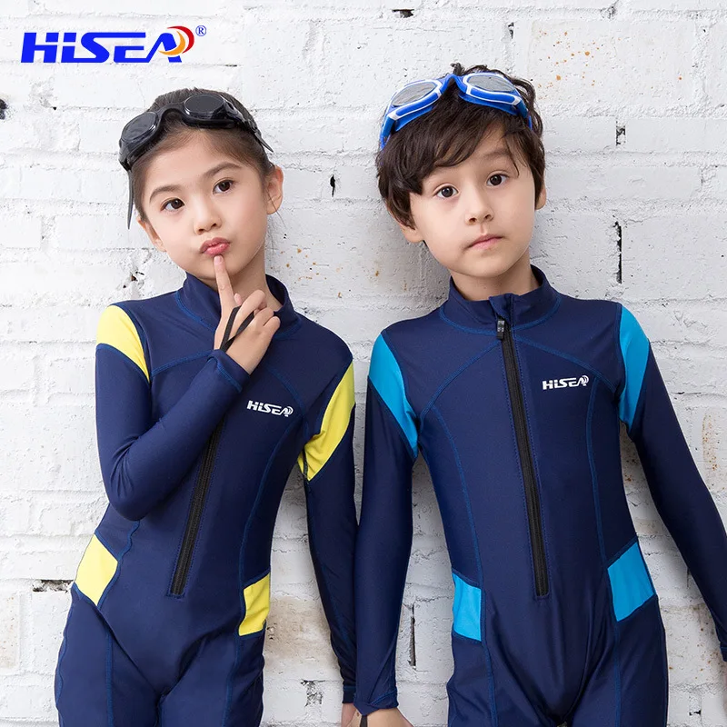 Children's Siamese Long Sleeve Swimsuit Baby Sunscreen Swimming Snorkeling Quick Drying Clothes for Unisex