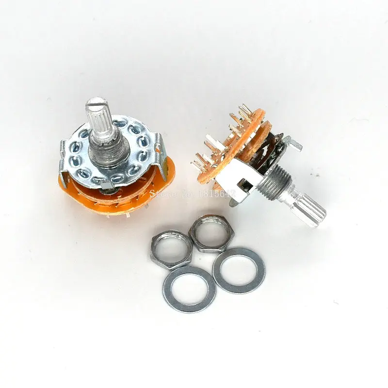 1PCS RS25 Shaft Panel Mount 1P11T 2P4T 2P5T 2P6T 3P3T 3P4T 4P3T Rotary Switch Selector Band