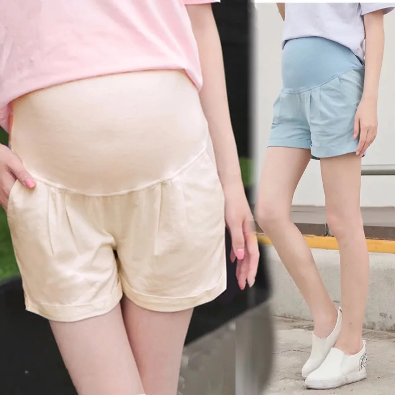 

Maternity Shorts Cotton linenPregnancy Pants For Pregnant Women Clothing Elastic Waist Casual Shorts Pants Mother Wear Clothing