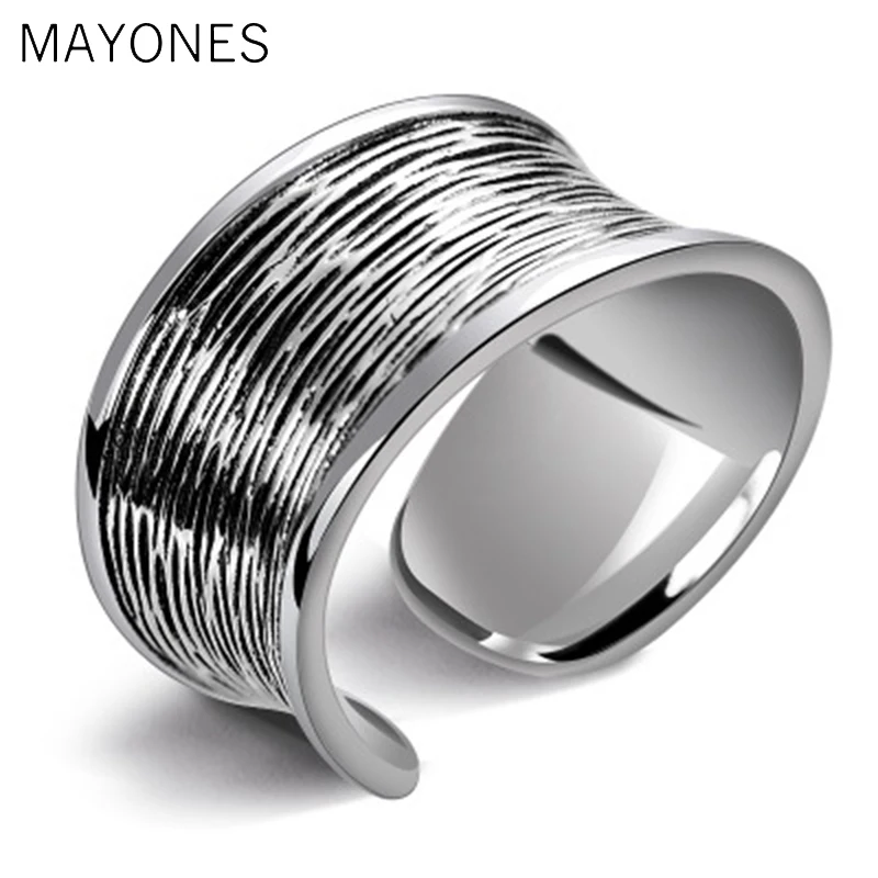 Real S 925 Sterling Silver Fine Jewelry Handmade Brushed Asymmetric Finger Rings Korean Designer Bijoux Men Women Open Ring