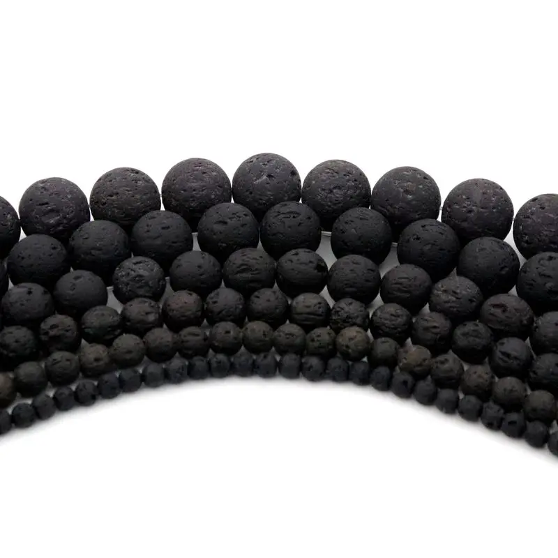 4mm/6mm/8mm/10mm/12mm Lose Spacer Vulkanstein Perlen für Schmuck Finden Halskette Armband DIY Handgemachten Schmuck Zubehör – Detail 9