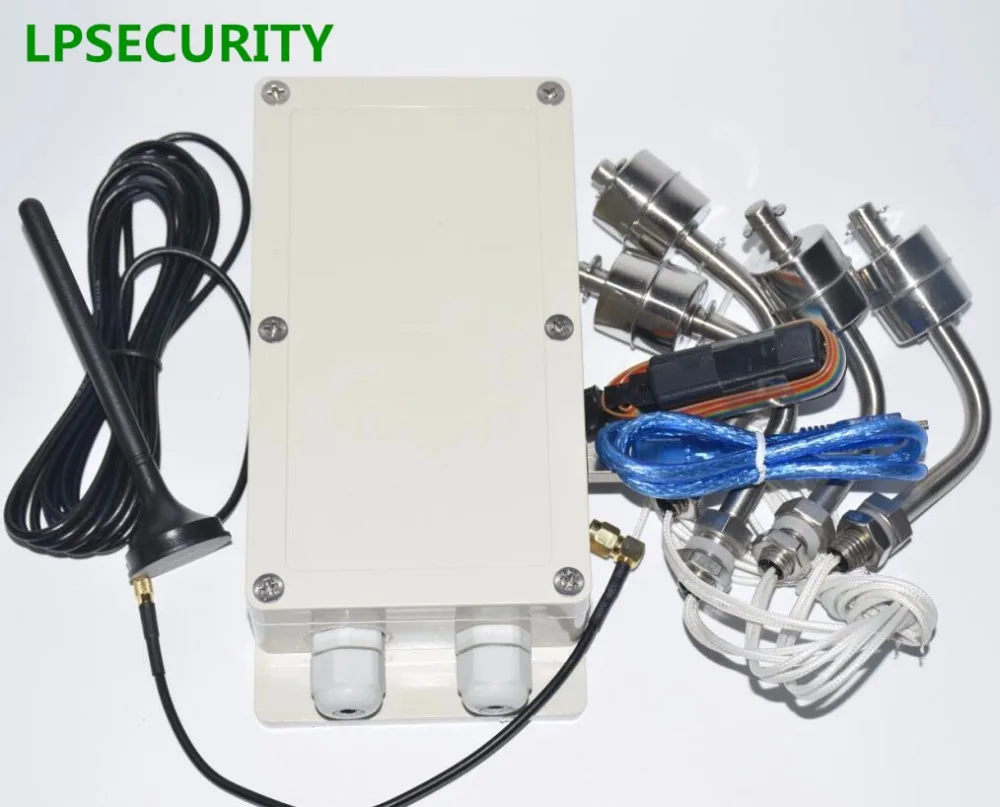 LPSECURITY GSM afstandsbediening module schakelaar voor Rivier pomp Water level monitoring alarm Controller met 4 water sensoren