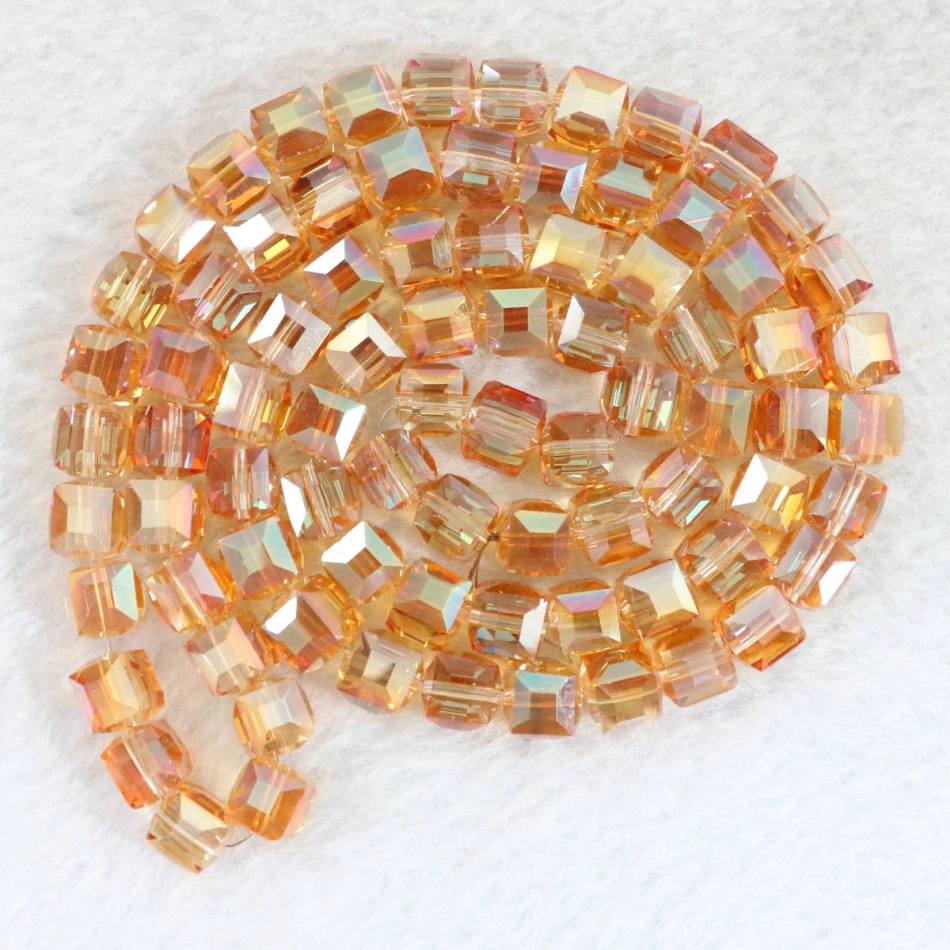 70pcs wholesale price multicolor crystal glass faceted square cube 6mm classical colors jewelry making loose spacers beads B986