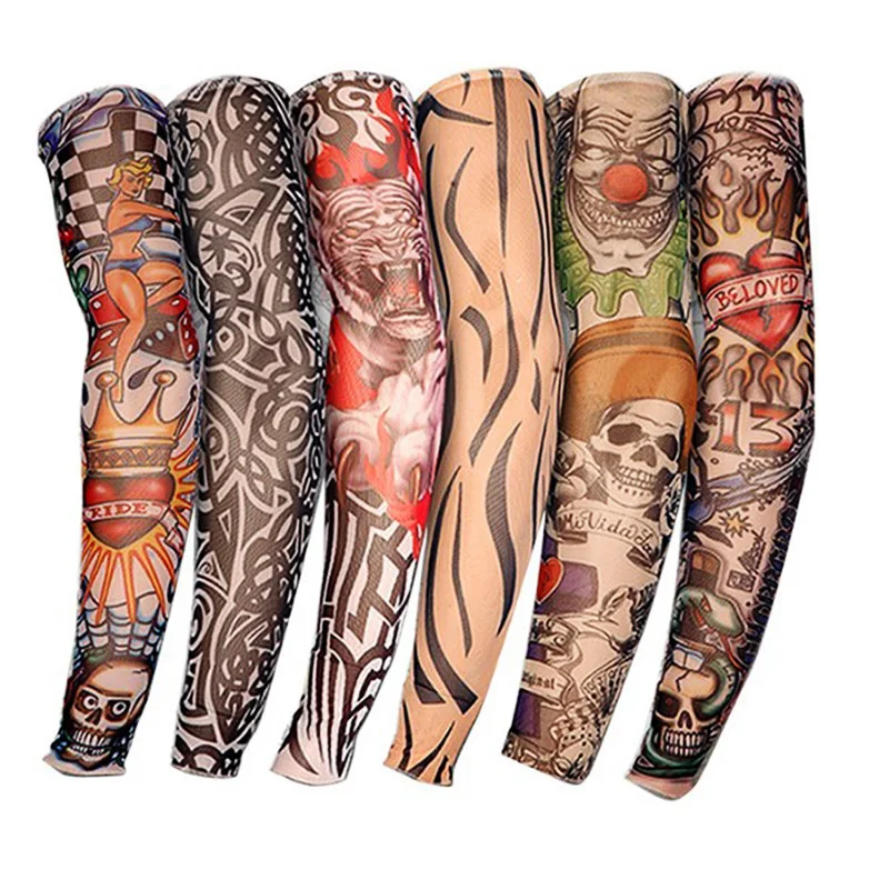 High Quality Fashion Design Best Promotion Fake Tattoo Sleeves Temporary Designs Body Art Tattoos Arm Warmer Stockings Sunscreen