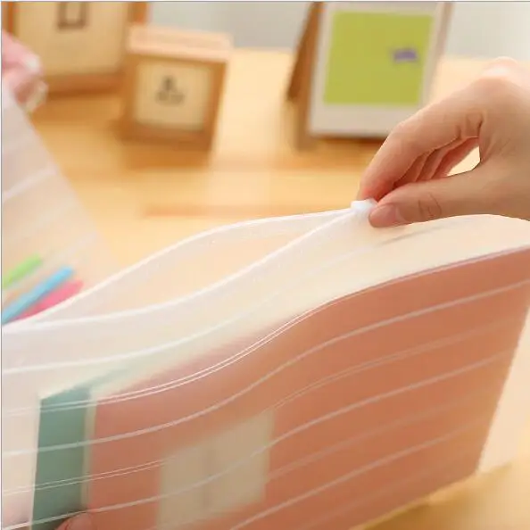 Kawaii Transparent PVC A4 File Folder Desk Document Organizer Bag Office School Pencil Storage Case Stationery Supplies