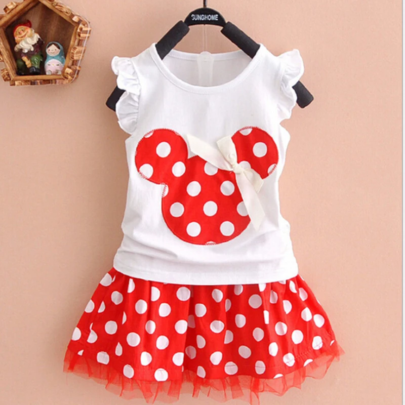 Casual Clothing Set 2Pieces T-Shirts+Short Skirts Set Minnie Outerwear And Outdoor For Girls New Spring Summer