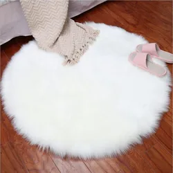 Tapis rond doux en laine pour le salon, coussin de table basse, tapis en peluche pour canapé, matelas couvert de chambre à coucher, tapis de fenêtre flottant