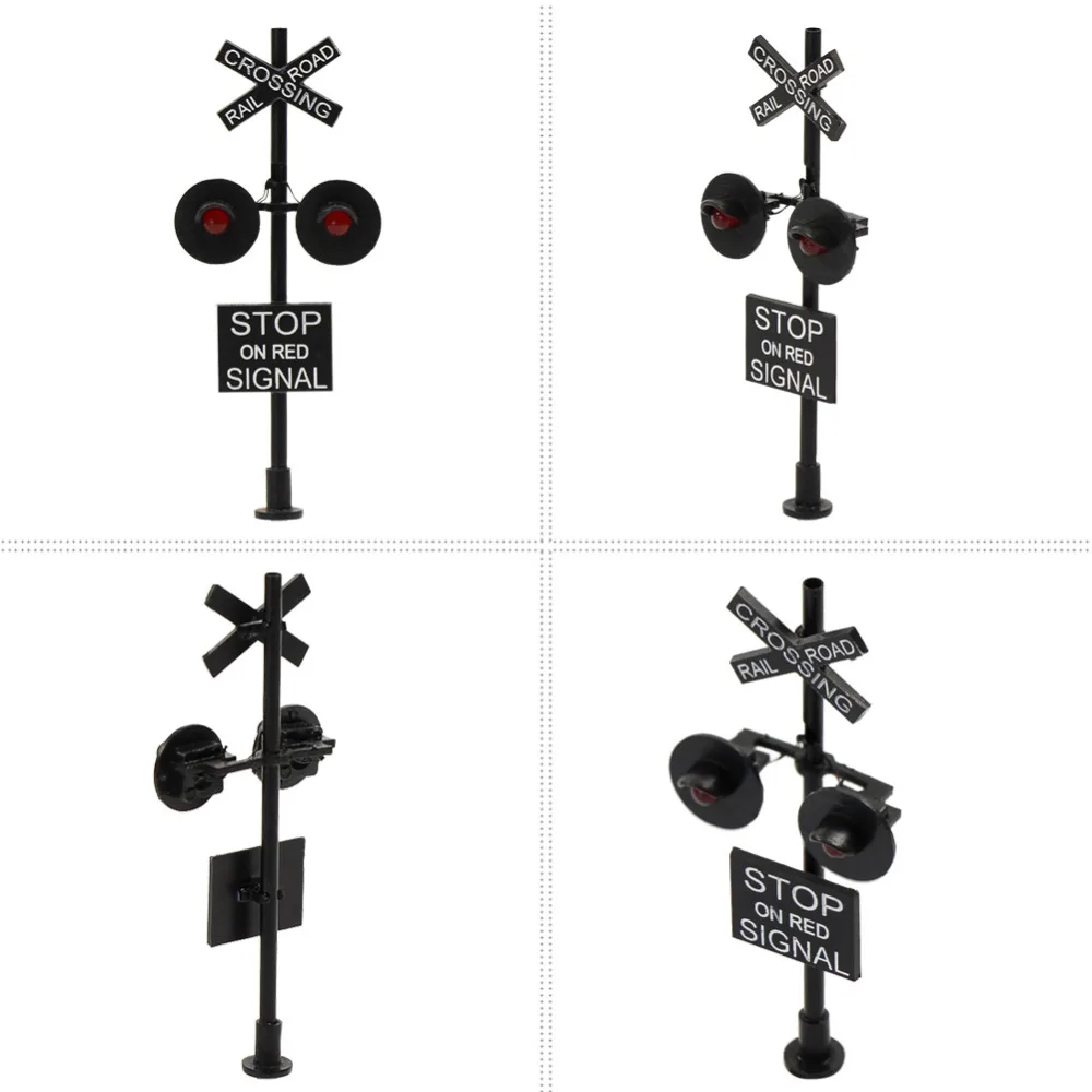 JTD87RP 1 set HO Scale Railroad Crossing Signal LED Head Model Traffic Signal with Circuit Board Flasher