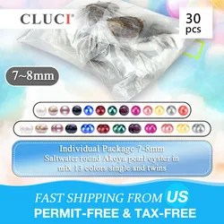 CLUCI 30pcs 7-8mm Akoya Oysters with Pearls Mix 13 Colors Single and Twins Pearls Oysters Surprising Party Pearl Oyster WP335SB