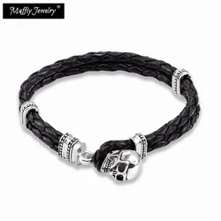 Skull Leather Bracelet,Europe Style Good Jewelry For Soul Women,2017 Leather Gift In 925 Sterling Silver,Super Deals