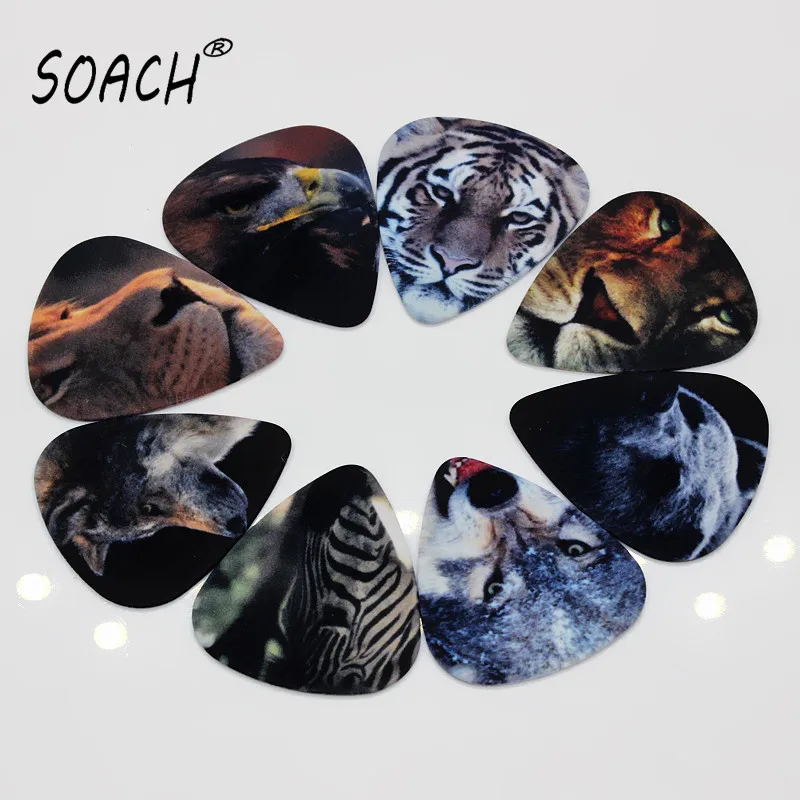 SOACH 10pcs 0.71mm guitar accessries high quality two side earrings pick DIY design animal pick guitar picks Guitar Accessories