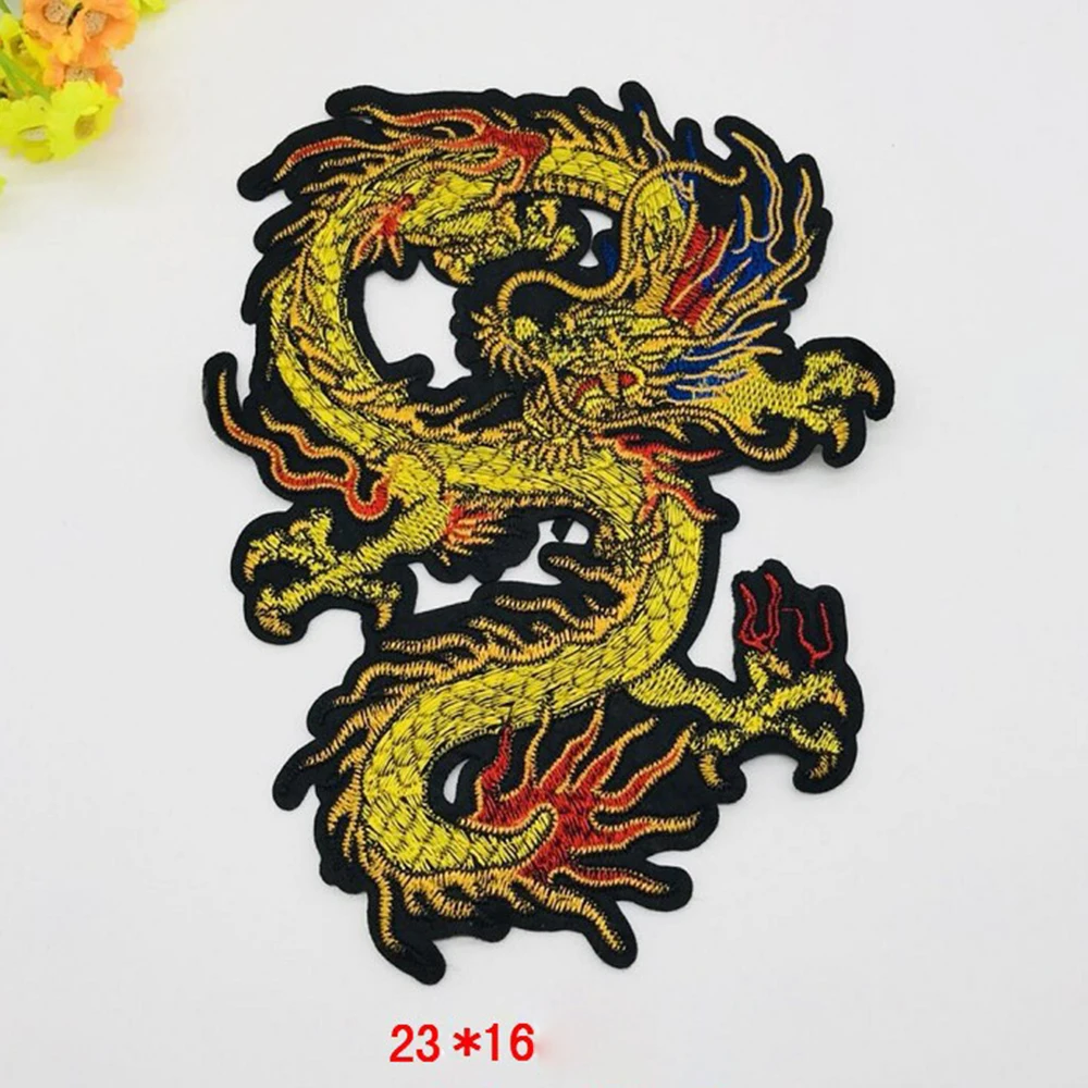 Chinese Dragon embroidery patch Sequin Sew Patches Clothes Applique Embroidery Cartoon Applique Embroidery patch Accessories