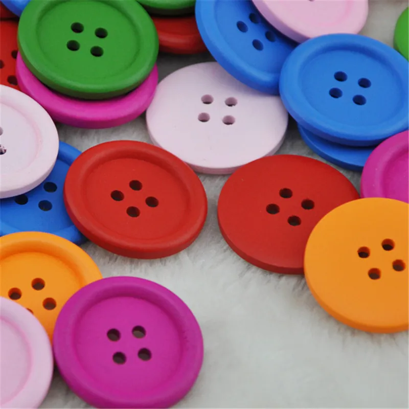 Upick 10/30pcs Mix Circular Wood Button 4 holes Craft Sewing Big Size 30 mm WB46