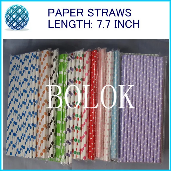 wedding Paper Straws,Mixed Striped and Polka Dot paper evening party straws,Packaging Tube ,free shipping,(140color)