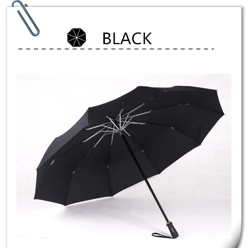 Leodauknow-Folding Umbrella for Men, Windproof, Anti-Wind, 10 Bone, Business Style, 125cm